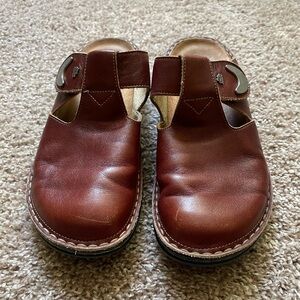 Finn Comfort Brown Leather Clogs Mule